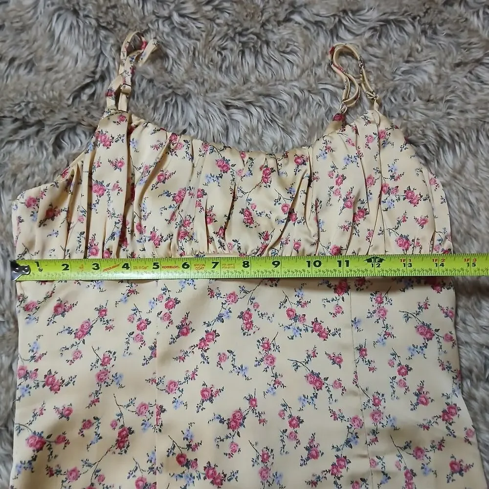 Forever 21 Women’s‎ Size M Yellow Floral Mini Slip Dress Cottagecore Romantic